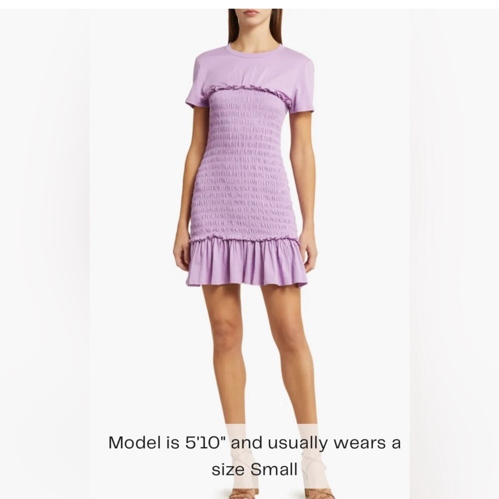 NWT Veronica Beard Lavender Smocked T-shirt Dress